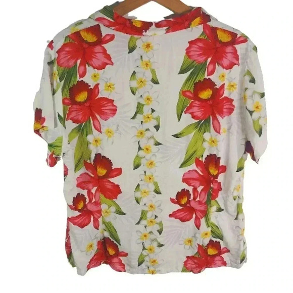 Vintage Tropical Cropped Short Sleeved Button Up Floral Summer Beach Size XL - Picture 3 of 6